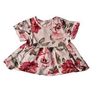Rose Print Baby Dress, sz:90=2T